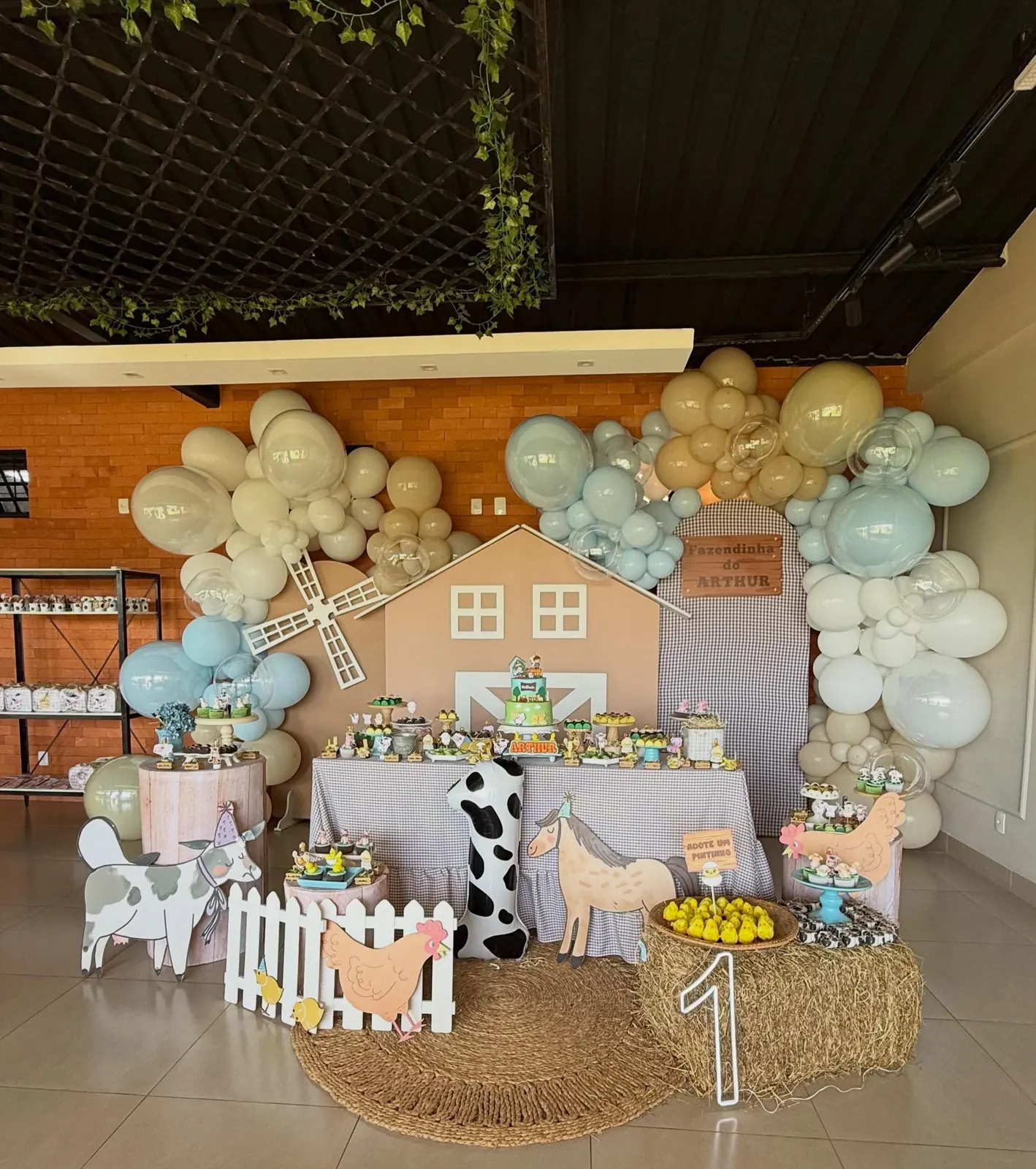 Salão decorado com tema fazendinha